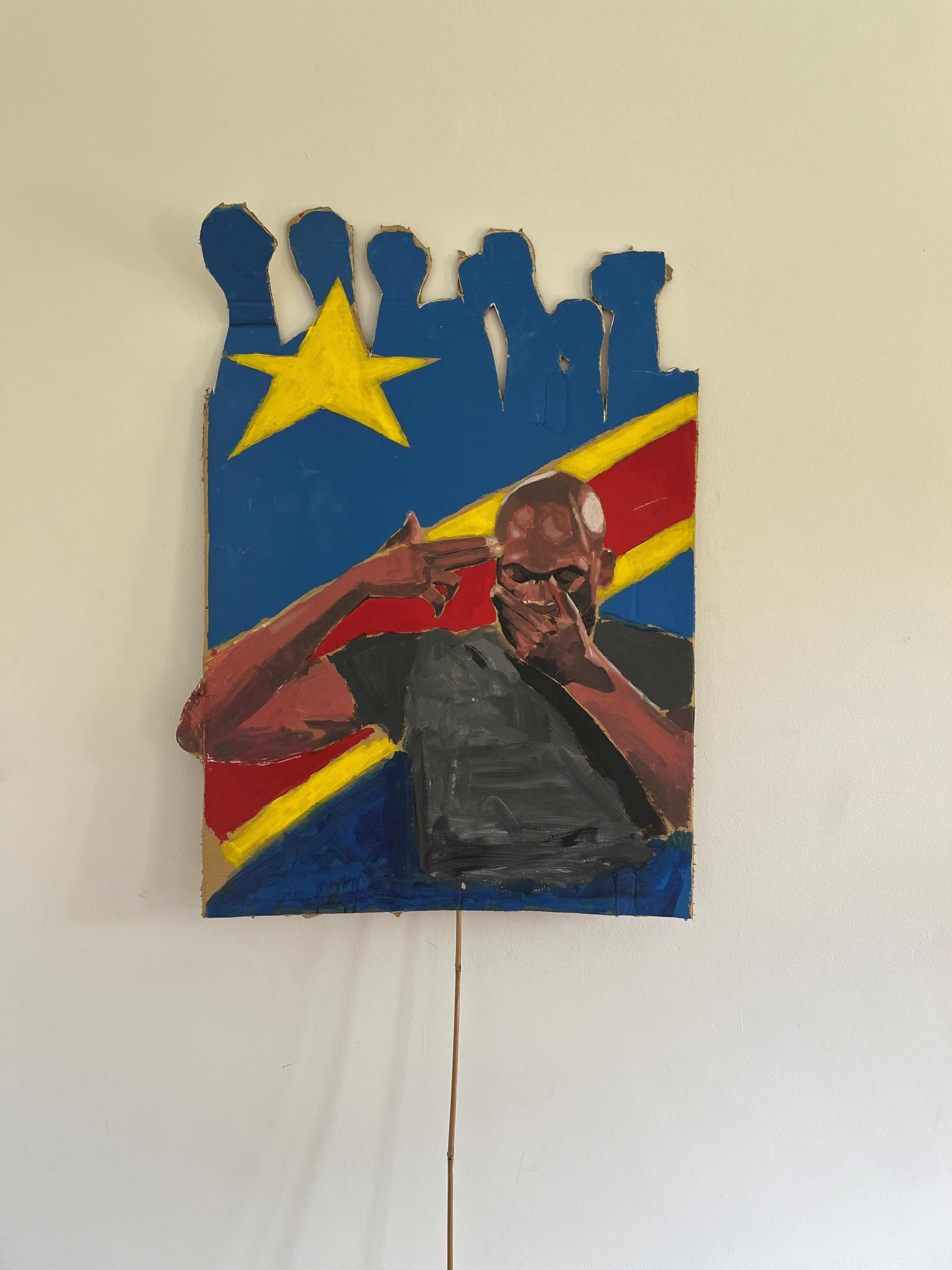 Bersama artwork, a black man points his hand at his head in a gun symbol, his other hand covers his mouth